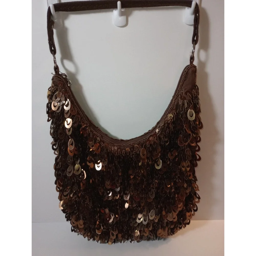 VINTAGE Fashion Posh Handbag Sequined Bronze Color GOGO Bling Glam *READ*